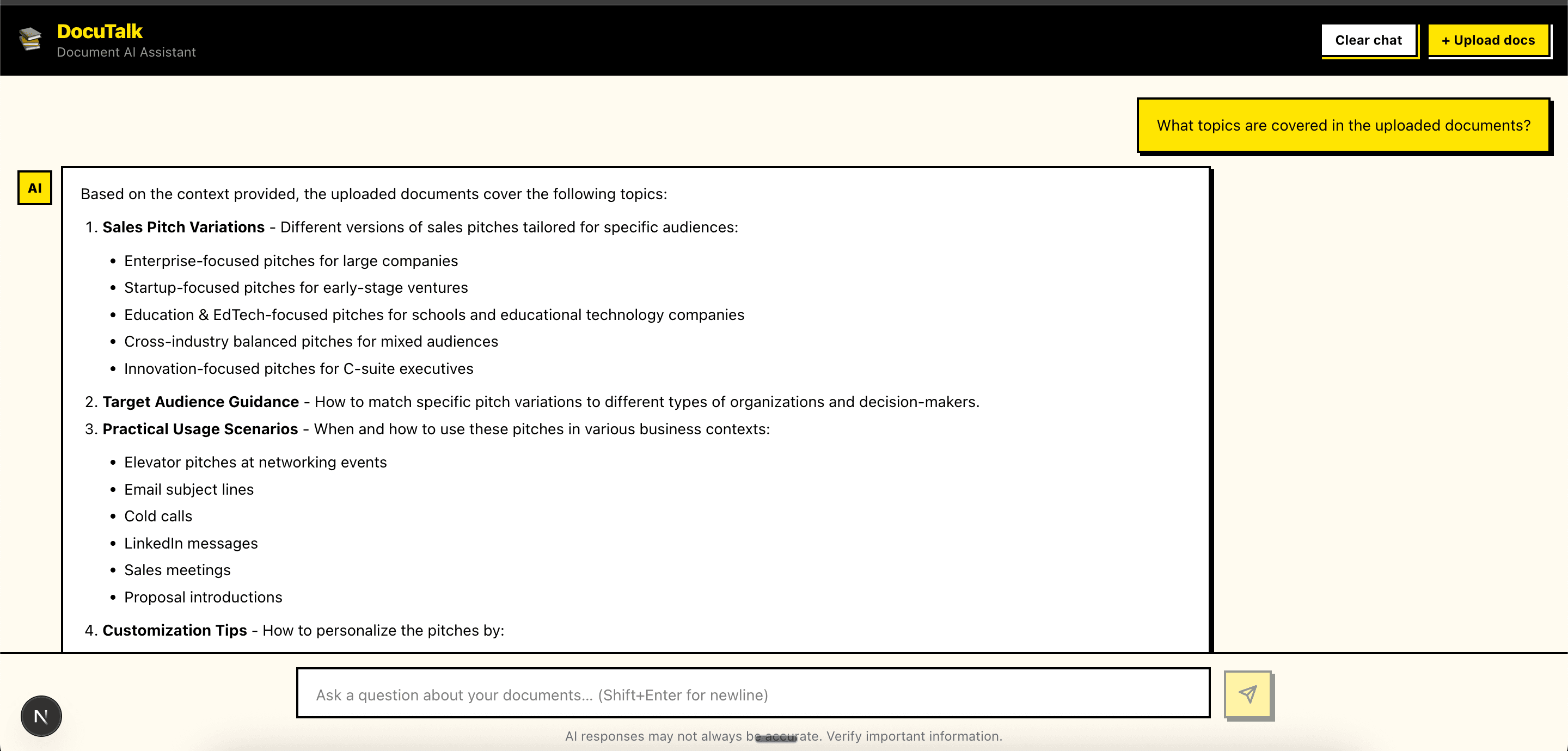 DocuTalk — AI Document Intelligence Chatbot